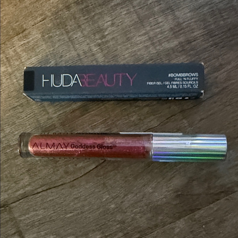 Almay Goddess Gloss & Huda Beauty Bomb Brows.